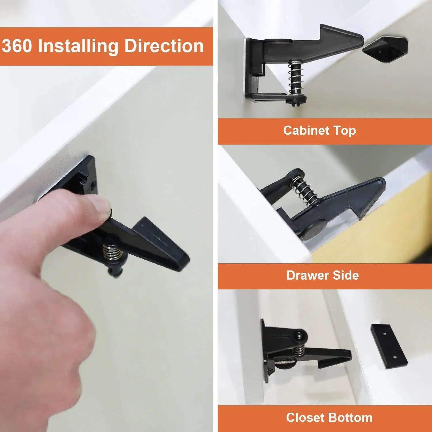 1-5 uds cerraduras de cajón invisibles gancho cerradura de cajón de resorte cerraduras de seguridad antipellizco para niños herramientas de protección de cerradura de gabinete de cajón - imagen 3