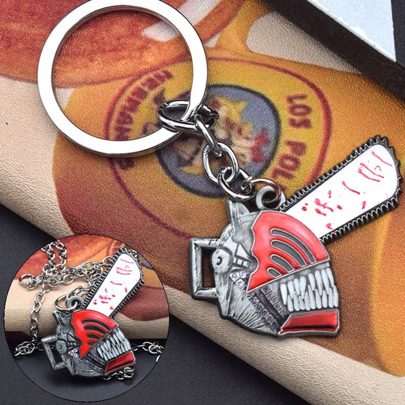 Llaveros de motosierra para hombre Pochita, anillo para llaves de coche de Anime, figuras de acción, llaveros de Metal de juguete, bolsos, colgante, accesorios de Cosplay, llaveros, regalos