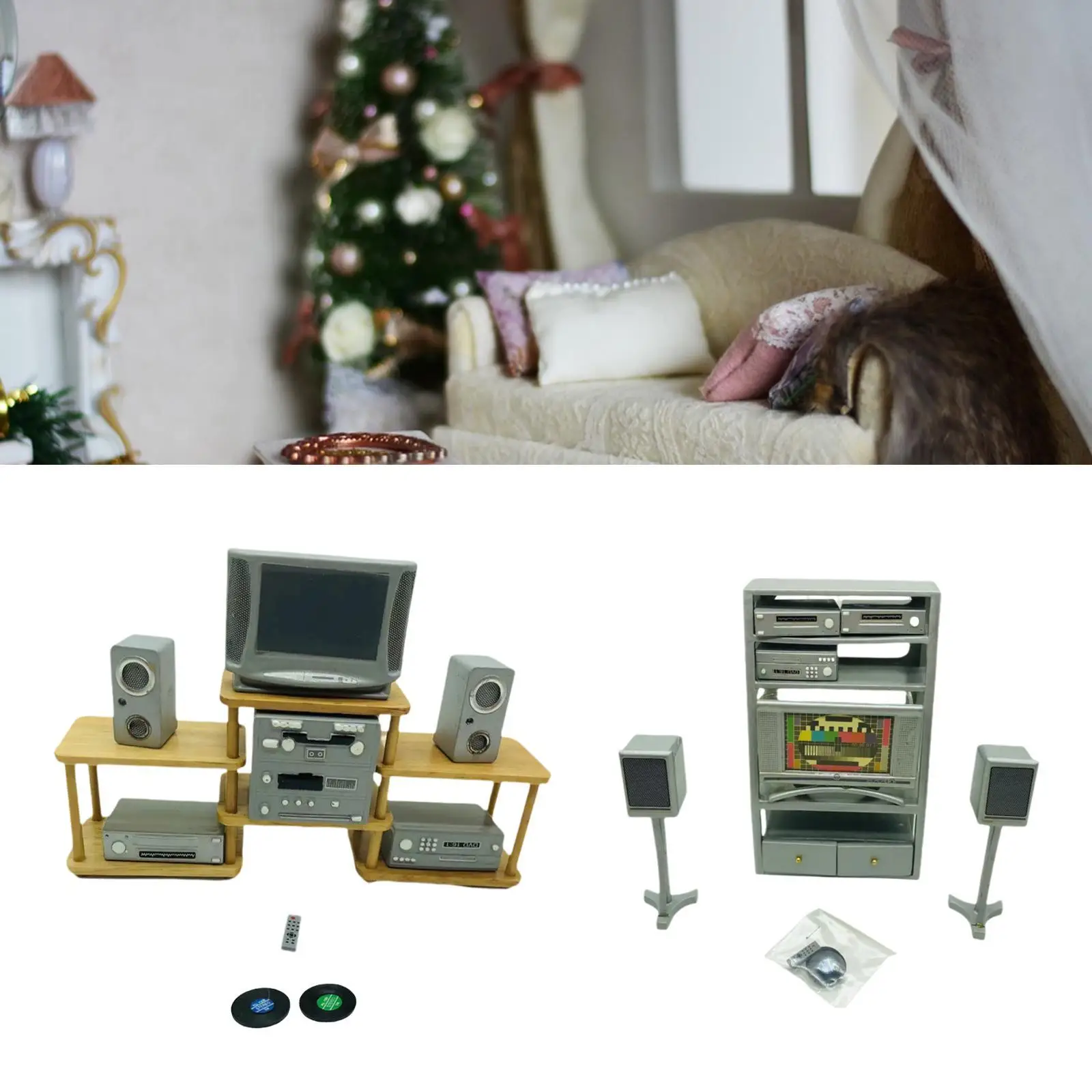 1:12 Scale Dollhouse Retro Speaker Set Miniature Furniture Home Decoration Dolls Accessories Pretend Play Toys Furniture Toys