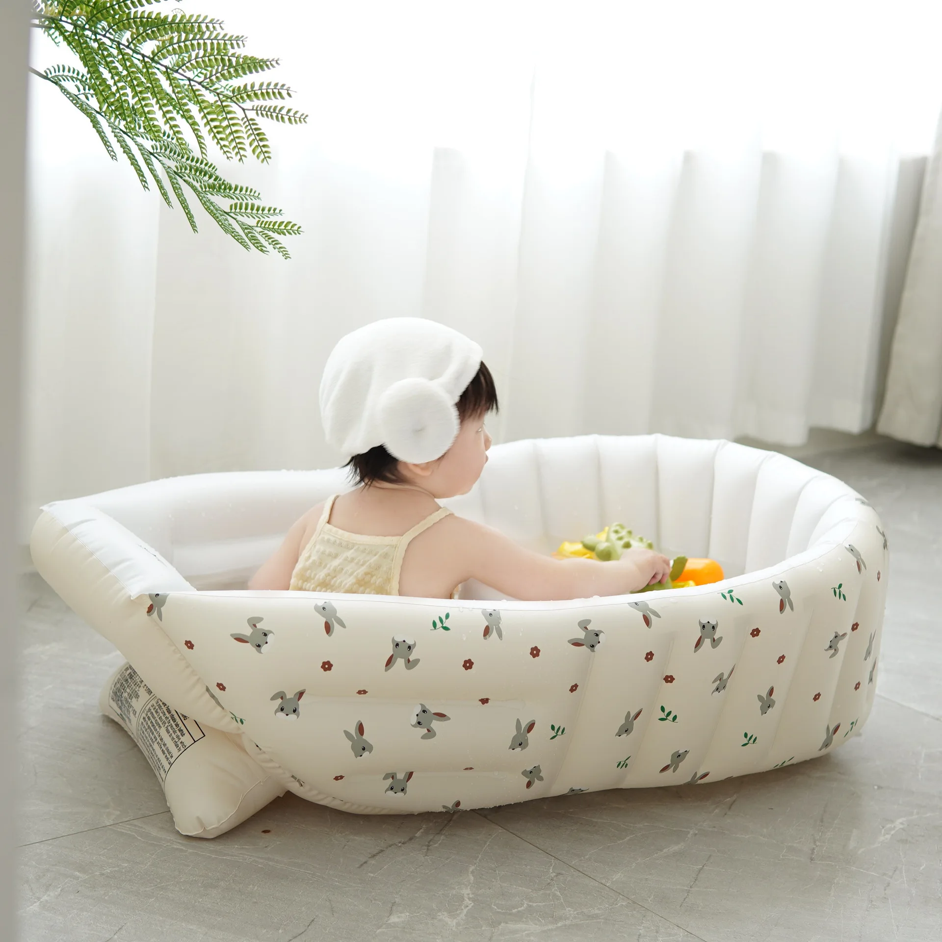 Ins-piscina interior inflable plegable portátil para niños, baño para bebé, cama suave para recién nacidos con cuentas para mascotas - imagen 5