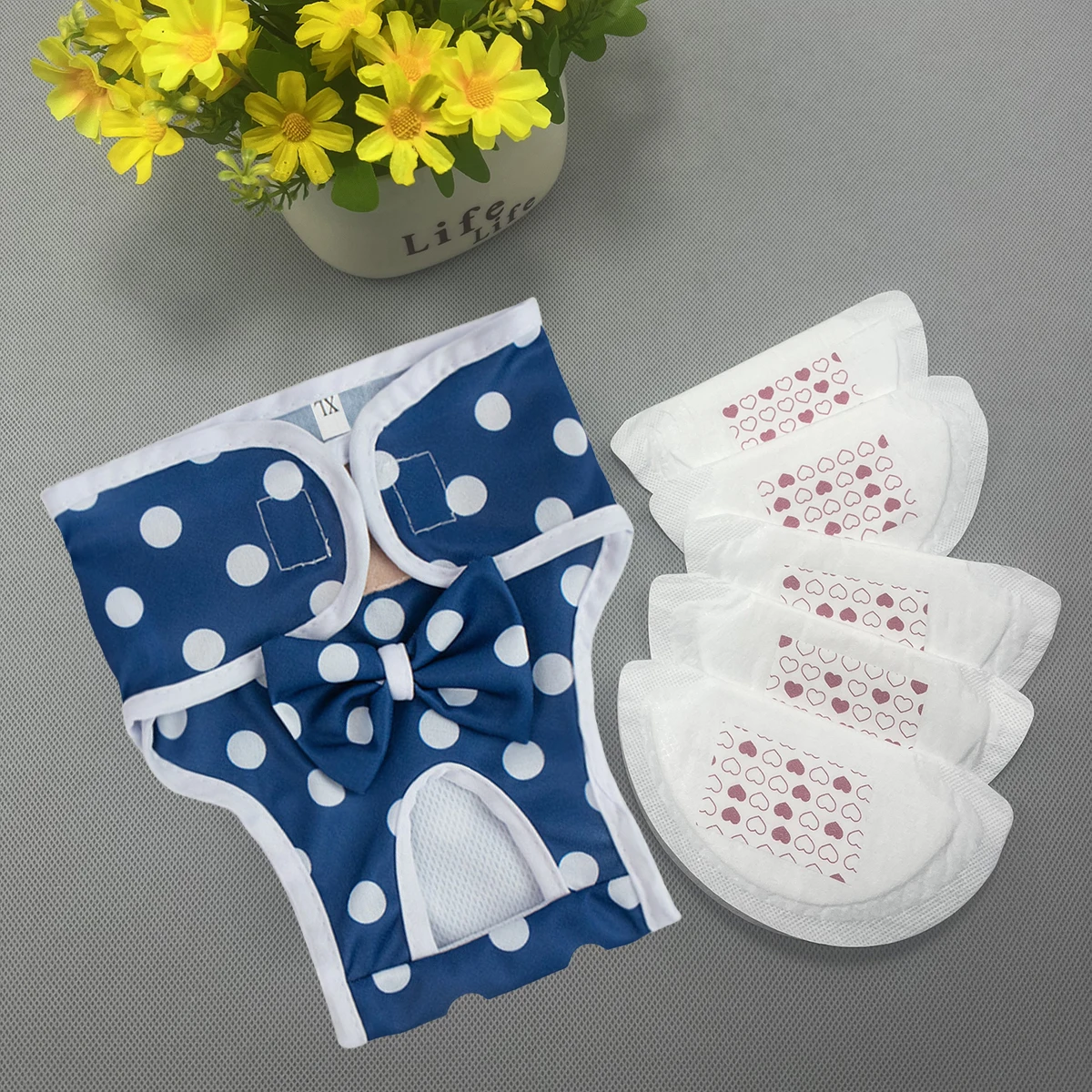 Pañales reutilizables lavables para el período del perro femenino, pañales para cachorros, 1 Uds. De ropa interior y 5 uds. De almohadillas para el período - imagen 3