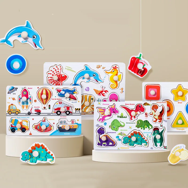 Rompecabezas de madera Montessori, juguete para niños, rompecabezas de madera para niños de 2 años, educativo temprano Montessori, juego para bebés de 1 2 y 3 años - imagen 3