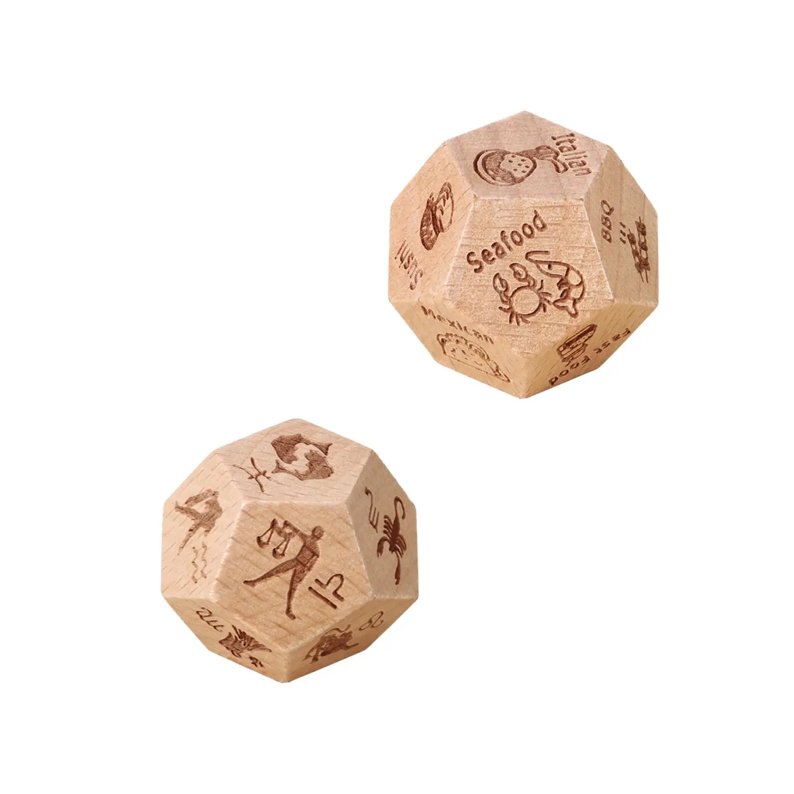 D12 Polyhedral Dice Party Supplies Valentine's Day Gifts Wood for Board Game Table Party Game Card Game Role Playing Game