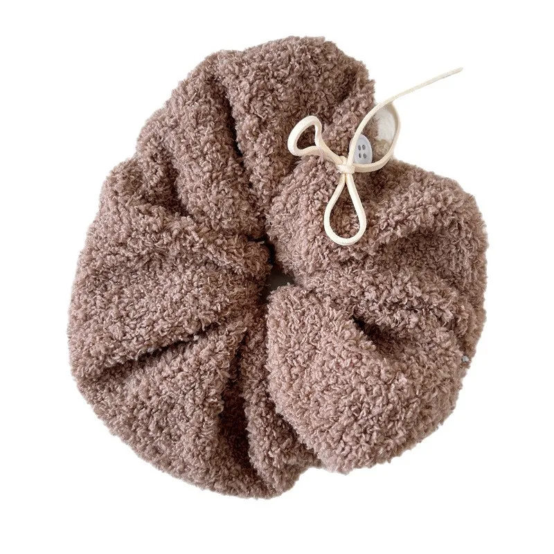 Nuevos coleteros grandes de felpa para otoño/invierno, adornos de encaje de Color sólido, accesorios para el cabello elegantes y dulces para niñas, suaves y no dañados - imagen 5