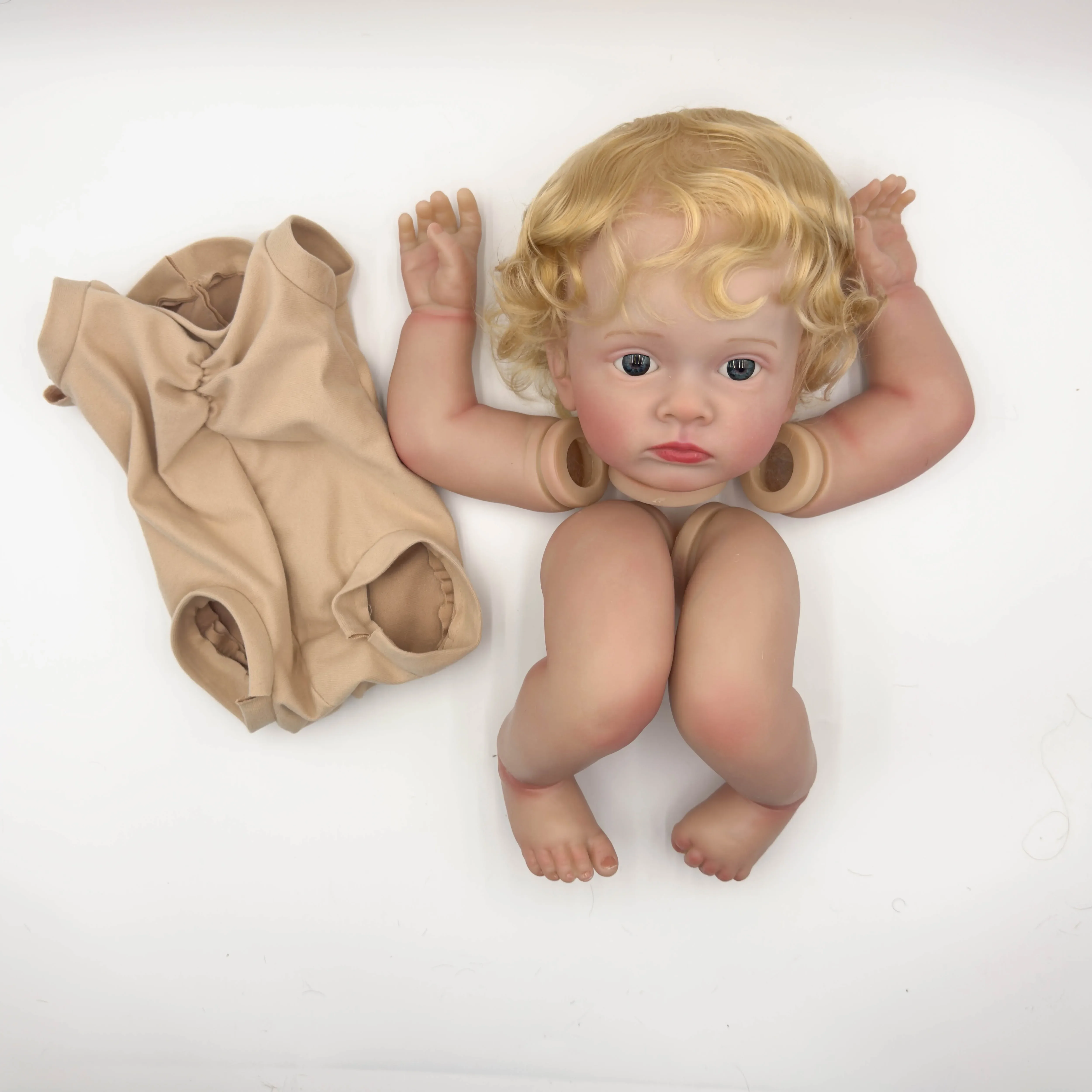 NPK-Kit de muñeco realista sin terminar, hecho a mano, alta cantidad, 24 pulgadas, piezas de bricolaje ya pintadas, Tutti con pelo rubio, bebé realista - imagen 4