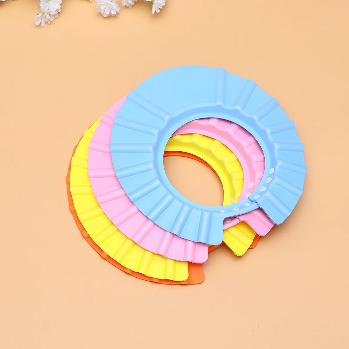 Gorros de champú impermeables para niños, gorros de ducha de baño ajustables de Eva para niños pequeños, protección para los ojos y los oídos, gorro de champú para chico, 4 Uds. - imagen 2