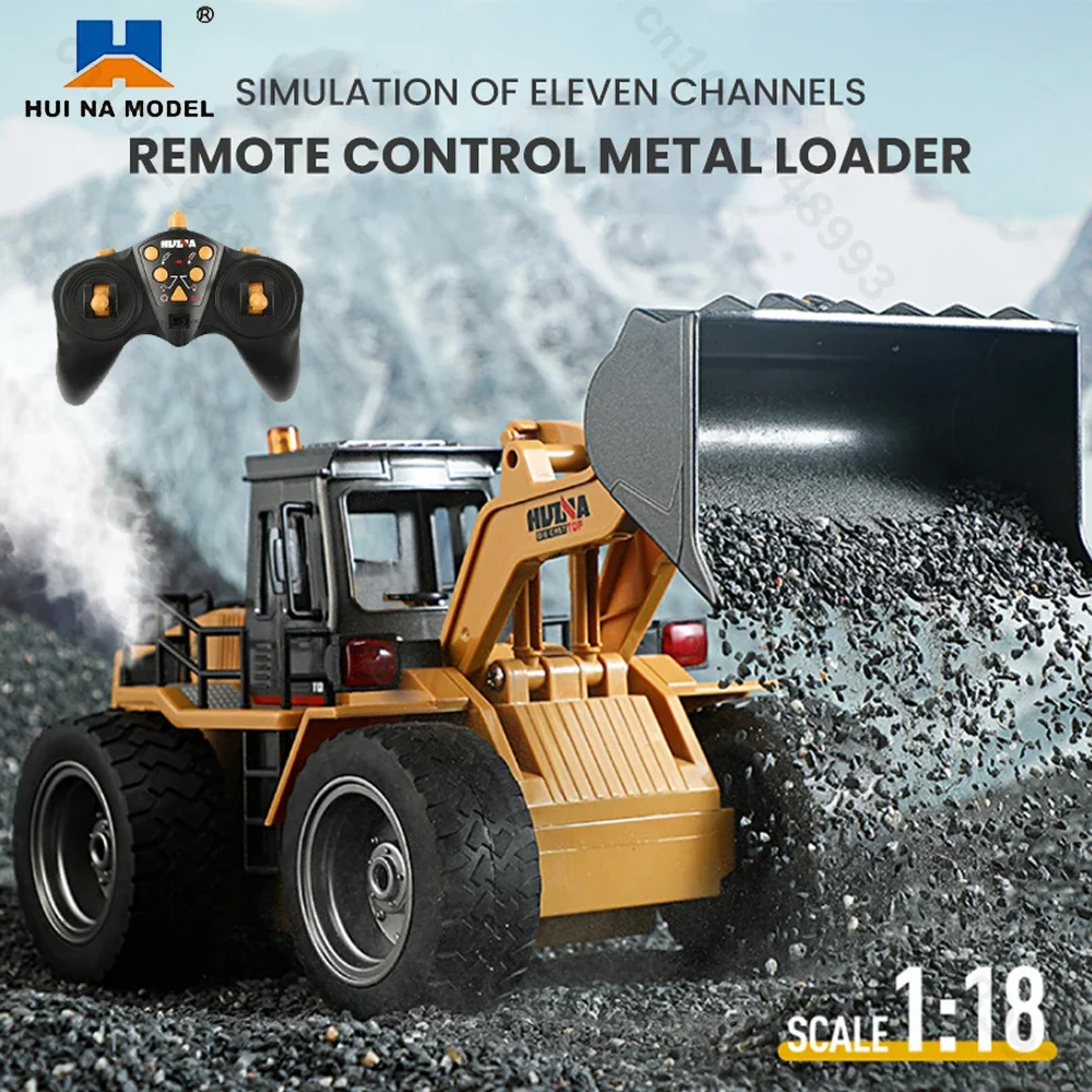 Huina 1520 1:18 RC Tractor pala juguete Rc carretilla elevadora 11CH ingeniería coche juguete para niños juguetes Bulldozer Tractor modelo