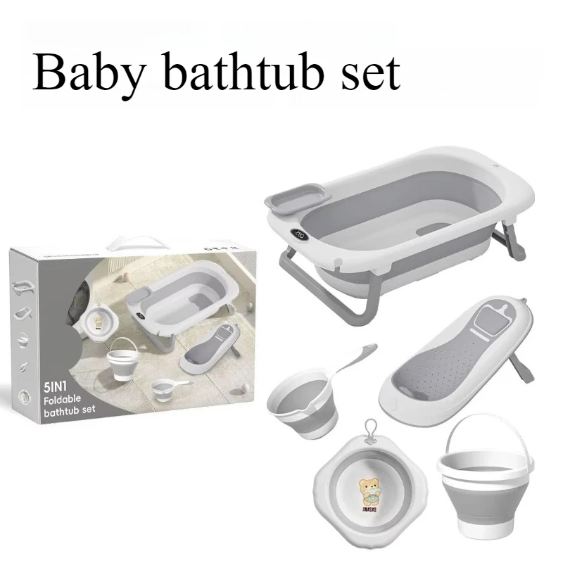 Un conjunto de lavabo de ducha para bebé recién nacido sentado y tumbado, lavabo de ducha para niños, bañera de bebé cálida plegable, antideslizante agrandada - imagen 2