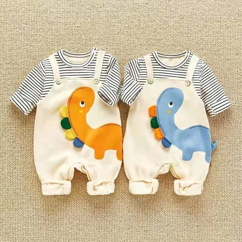 Mameluco bebé dinosaurio rayas – Algodón suave natural