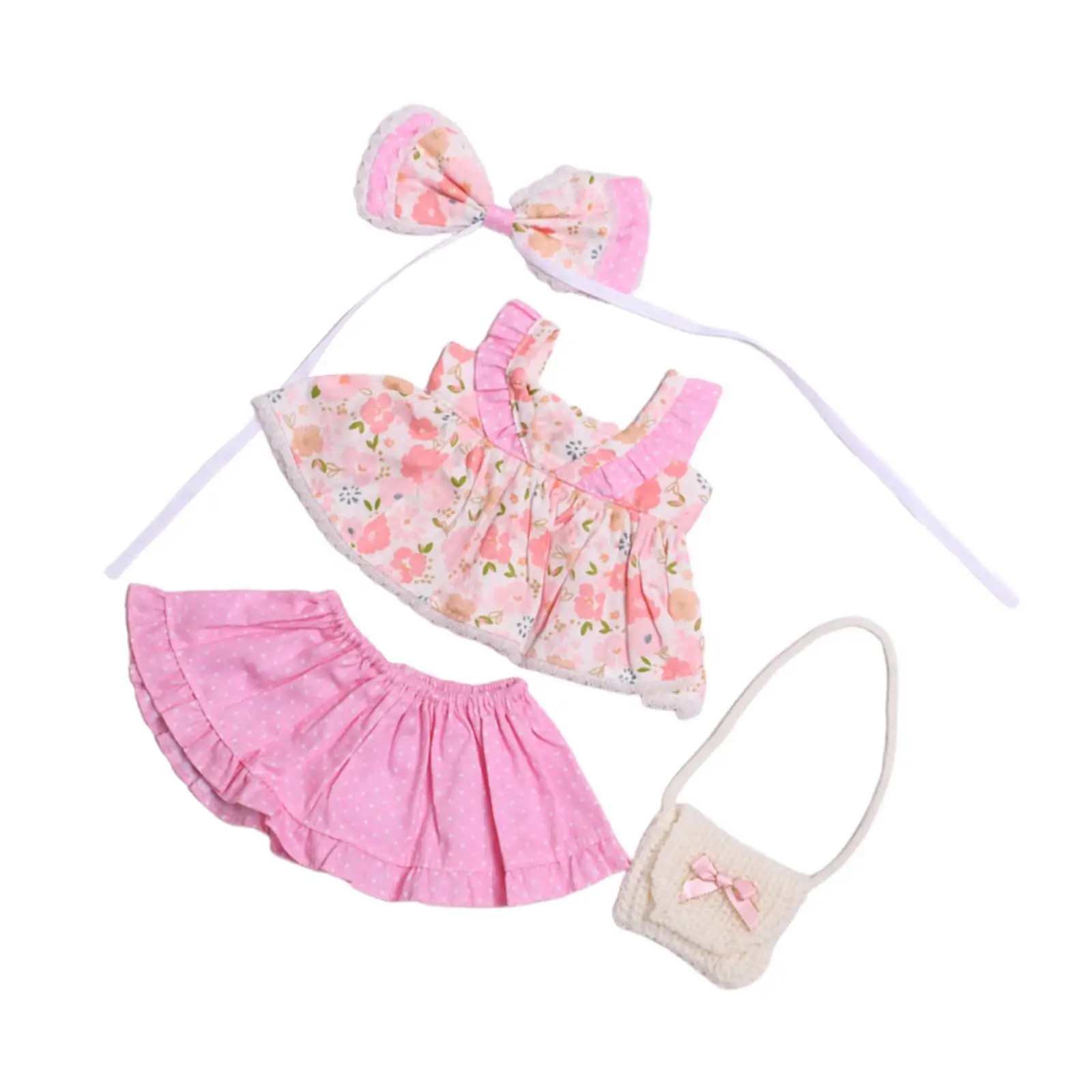 Plush Figure Dress, Make Your Own Dolls Outfit, Short Skirt with Bag Suspender Skirt for Flexibility 14.96'' Doll
