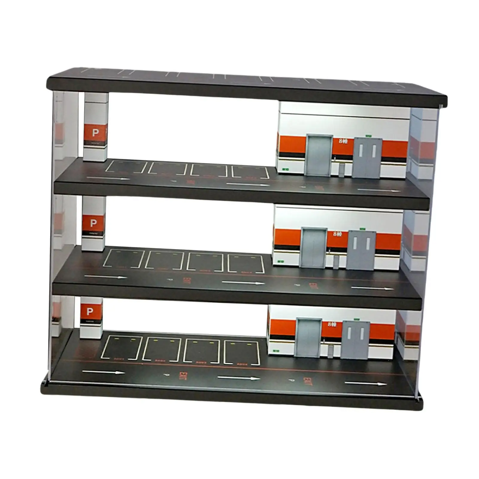 1/64 Parking Lot Scene Display Case Storage Shelf DIY Crafting Collectible