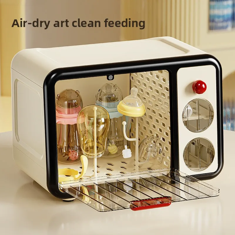 Gabinete de almacenamiento de vajilla para bebé, caja organizadora transparente a prueba de humedad, estructura plegable, diseño de partición izquierda-derecha - imagen 3