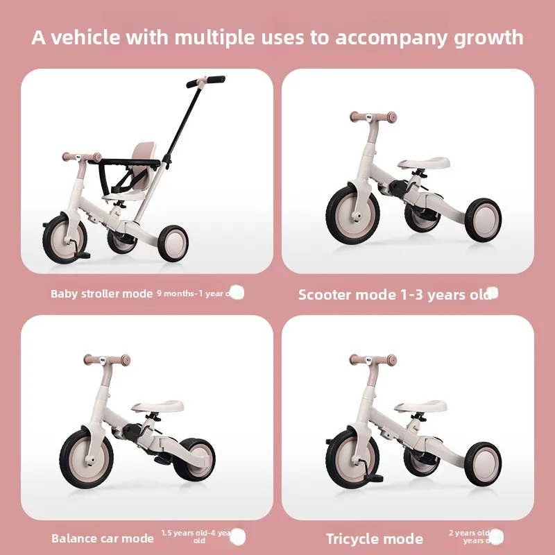 Triciclo 3 en 1 para niños, bicicleta de equilibrio de 3 ruedas para bebés, Pedal para niños, bicicleta para bebés con mango de empuje para niños pequeños, niñas y niños, triciclo de cochecito - imagen 2
