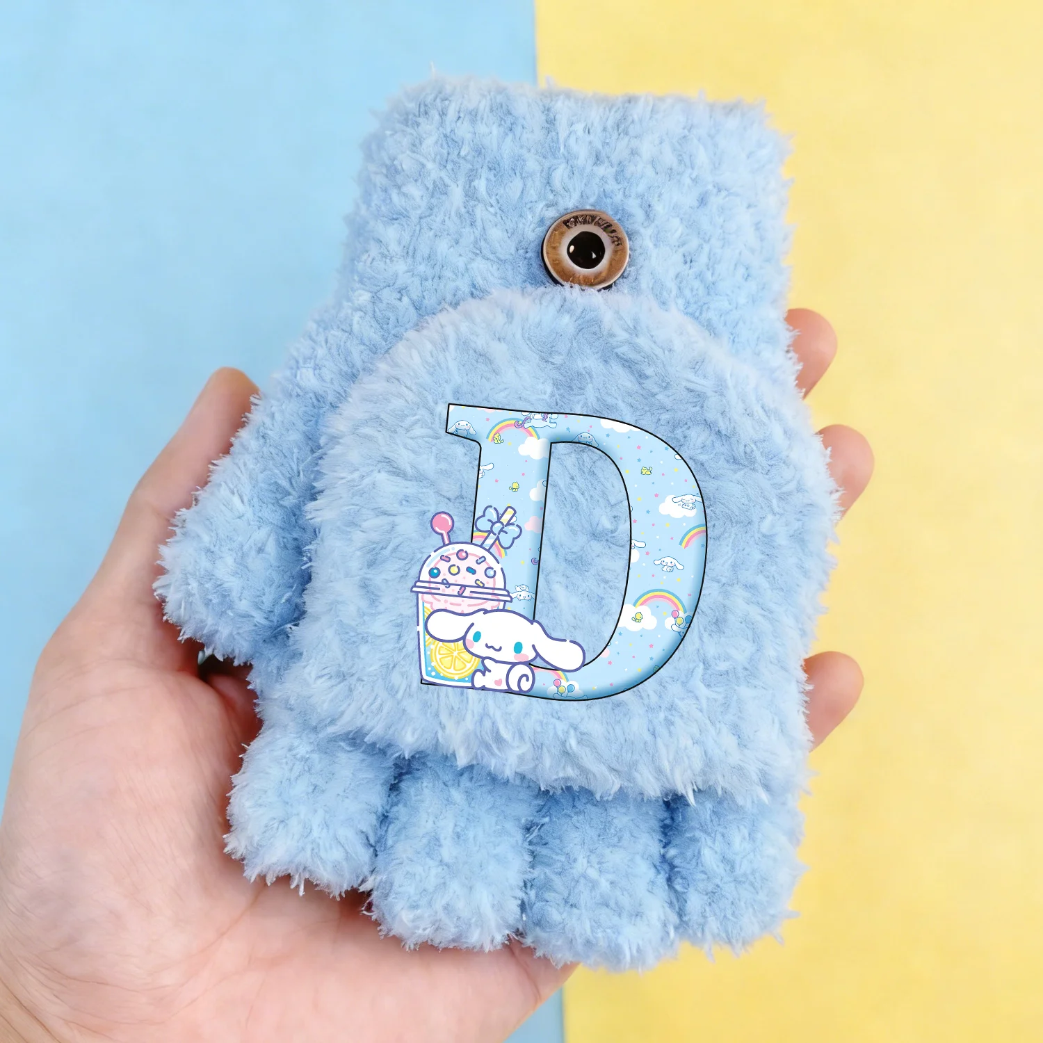 Guantes Cinnamoroll para niños, guantes con tapa de medio dedo con letras azules, Anime Kawaii, manoplas suaves y cálidas para invierno, regalo de Navidad para niños - imagen 4