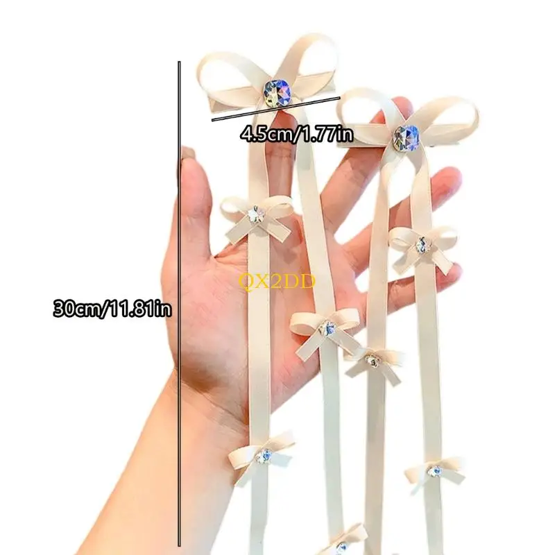 QX2D Baby Baby Babys Cabina trenzada Tasselas cinta Decoración Bownot Decoración Cordón cabello adorno - imagen 5