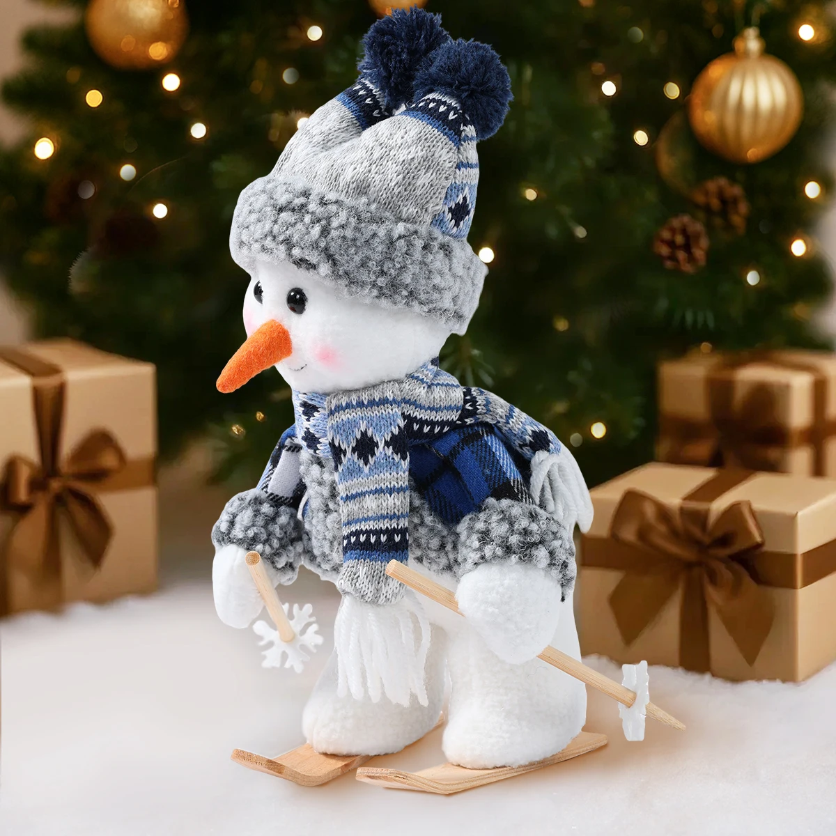 Estatuilla de muñeco de nieve de esquí, decoraciones de Feliz Navidad para 2025 en casa, adornos navideños, regalos de Navidad, regalos de Año Nuevo, 2026 - imagen 3