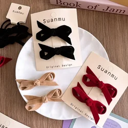 2 unids/set de lazos para el cabello terciopelo coreano niñas, pasadores elegantes y bonitos princesa, que combinan con todo, accesorios niños