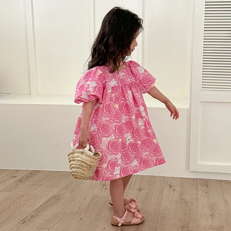 Vestido de manga corta con flores para niña – Boutique infantil - imagen 2