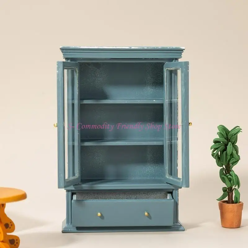 85ae Dollhouse Simulación muebles Bookcase Modelo juguete Estante madera 1:12 Escala - imagen 2