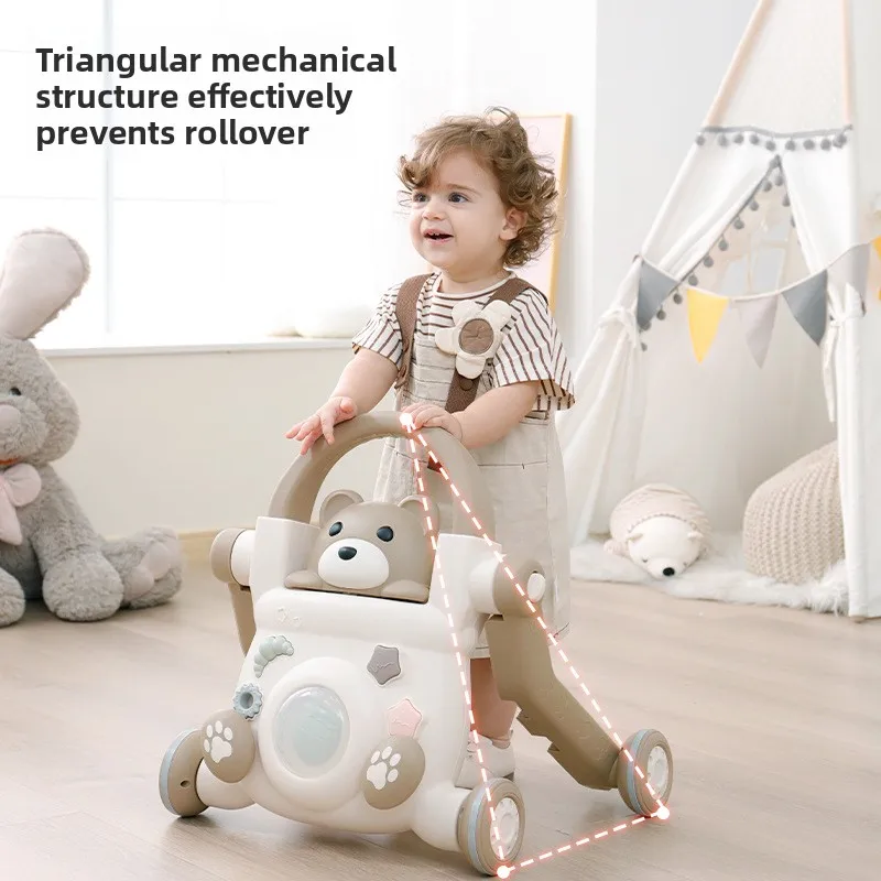 ‌ Andador de bebé anti-pajarita con luces LED musicales, juguete de coche de empuje multifuncional con 360 ° Diseño antivuelco con ruedas silenciosas - imagen 4