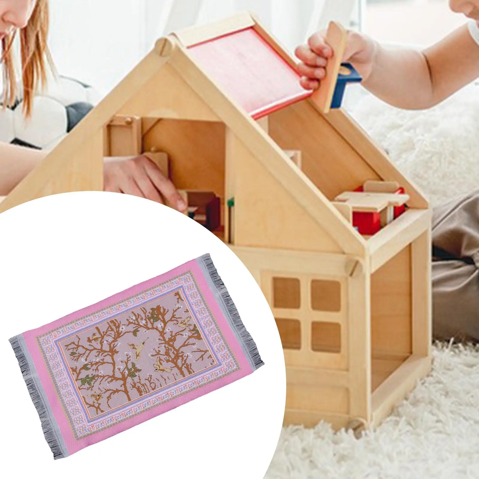 1/6 1/12 Woven Rug Furniture Accessories Pretend Play Dollhouse Floor Covering Mini Turkish Mat for Living Room Home Ornaments