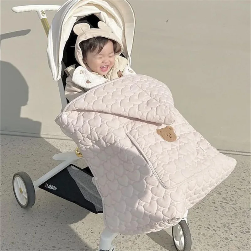 Poncho a prueba de viento de estilo coreano para bebé, mono grueso y cálido para asiento de coche, manta Universal para cochecito, funda portabebés