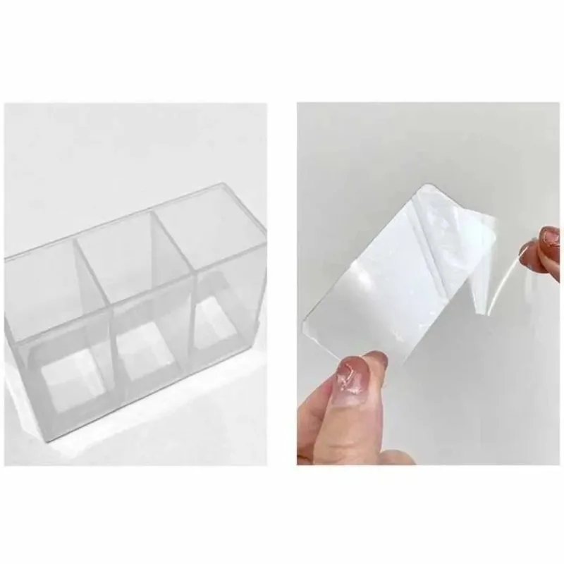 Mini caja de almacenamiento de plástico montada en la pared, tocador autoadhesivo, organizador de maquillaje, gabinete, 3 rejillas, soporte para artículos diversos para el hogar, 1/6 Uds. - imagen 3