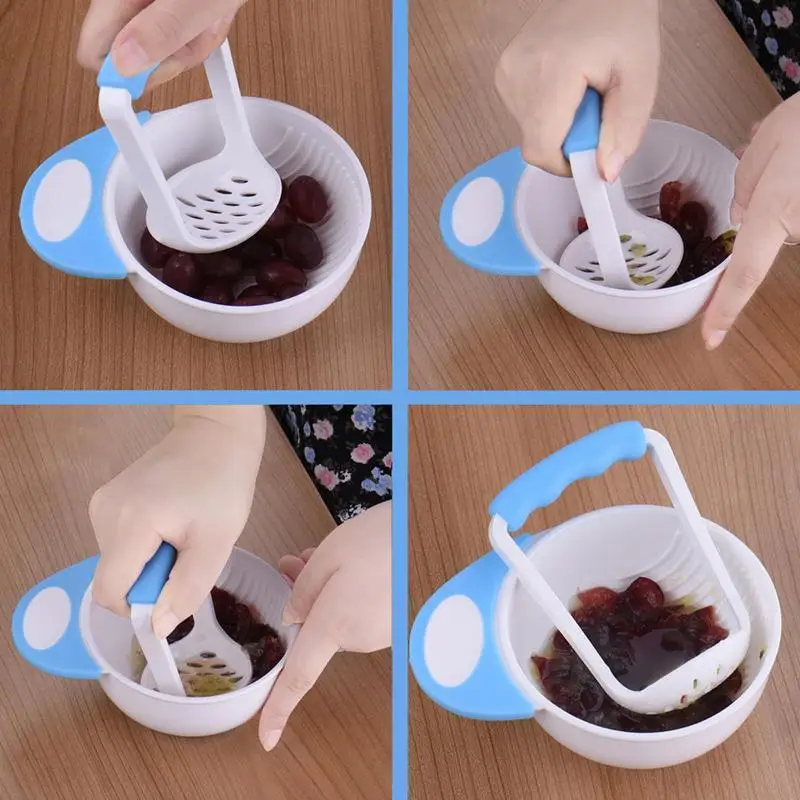 Cuenco antideslizante para comida de bebé, cuenco para puré de fruta, cuencos alimentadores para comida de bebé, cuenco de comida para bebé con mango largo para hacer verduras - imagen 5