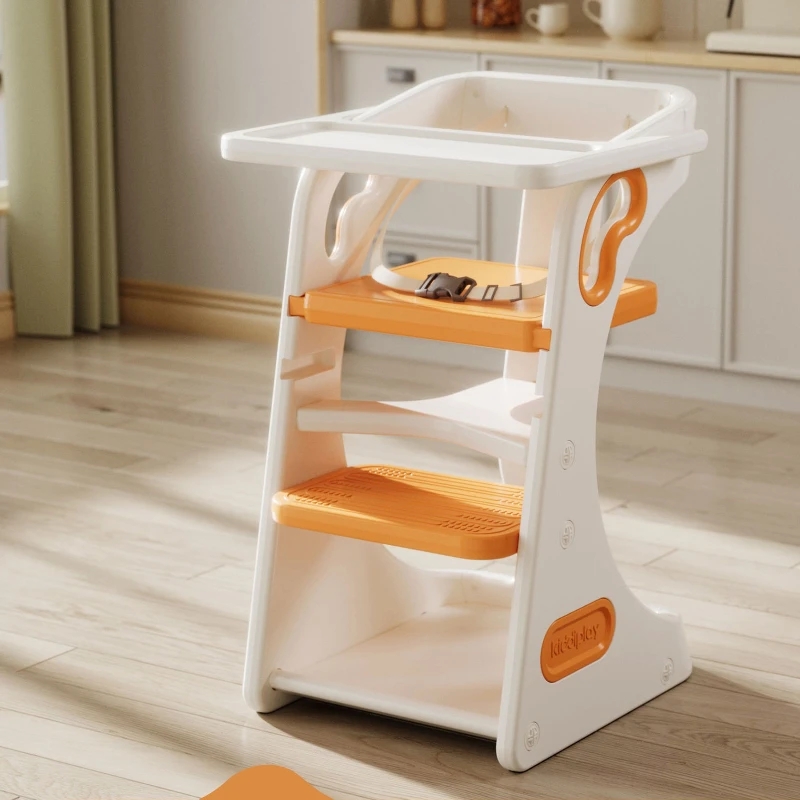 Silla alta para bebé, asiento de comedor de aprendizaje ajustable ecológico con Base antideslizante para el hogar, silla de alimentación infantil multifunción - imagen 2