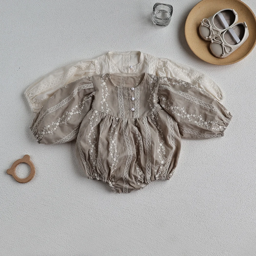 Milangel-body bordado de una pieza para bebé y niña, ropa de manga abombada