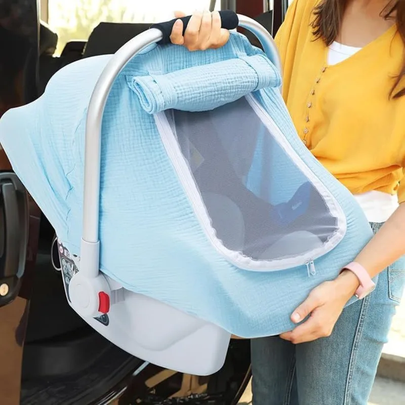 Funda parasol de gasa de algodón para cochecito