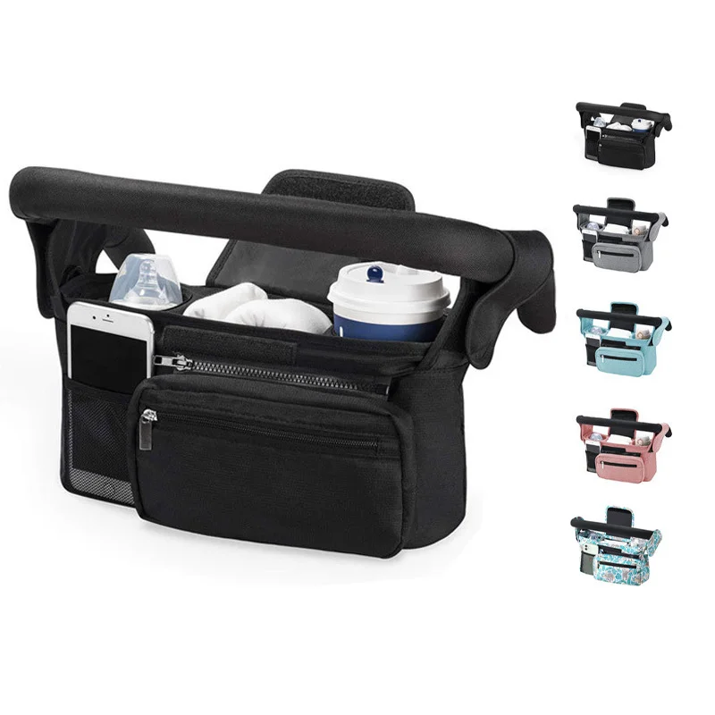 Almacenamiento de cochecito de bebé, bolsa colgante de viaje para bebé, bolso de hombro para mamá, portabotellas para teléfono, bolsa de pañales, accesorios para cochecito de bebé