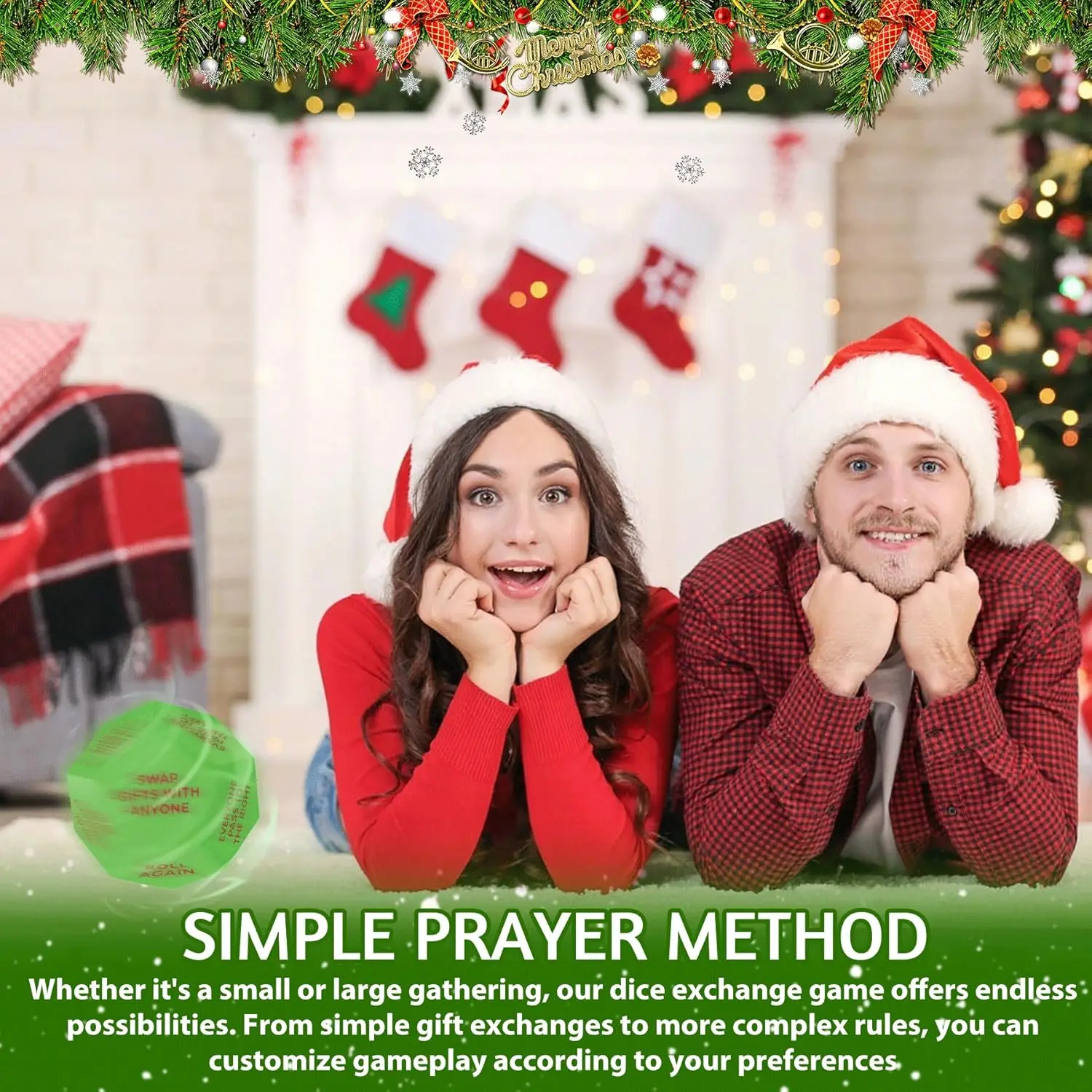 2025 Nuevos dados de intercambio de regalos de intercambio de Papá Noel, juegos familiares de regalos de intercambio de 3 * 3 pulgadas, regalos de fiesta de dados de intercambio grandes para Navidad - imagen 4