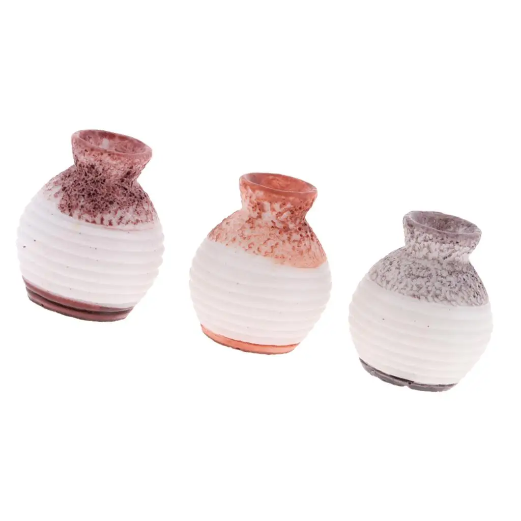 2x1/12 Scale Dollhouse Miniature Resin Vases 3 Pieces Random