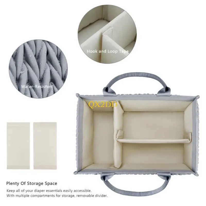QX2D Travel Nursery Bin Bin Storage Canasta contenedor gran capacidad para pañales y toallitas Solución almacenamiento - imagen 5