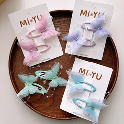 Flequillo con clip mariposa para tocado de pelo infantil princesa