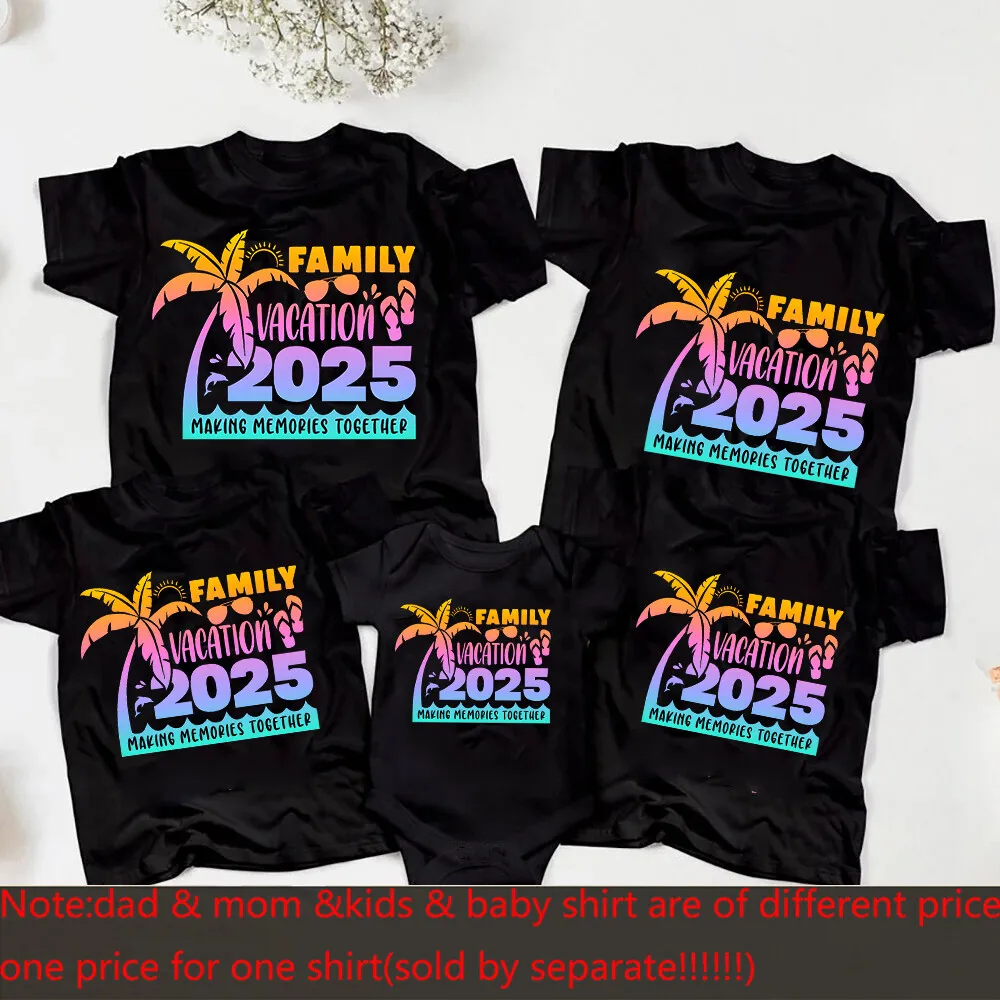 Vacaciones familiares 2025 camisas a juego papá mamá chico bebé playa vacaciones de verano 2025 camiseta camisetas de viaje familiares - imagen 4