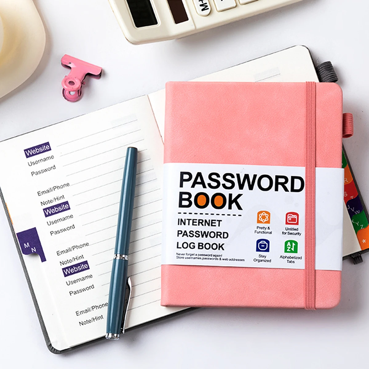 Libro con contraseñas, organizador de contraseñas para ordenador, libro con pestañas alfabéticas, cuaderno de registro de dirección de bolsillo para detalles de cuentas
