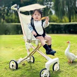 Cochecito de bebé de paisaje alto, carrito de viaje ligero y plegable, portátil, de cuatro ruedas