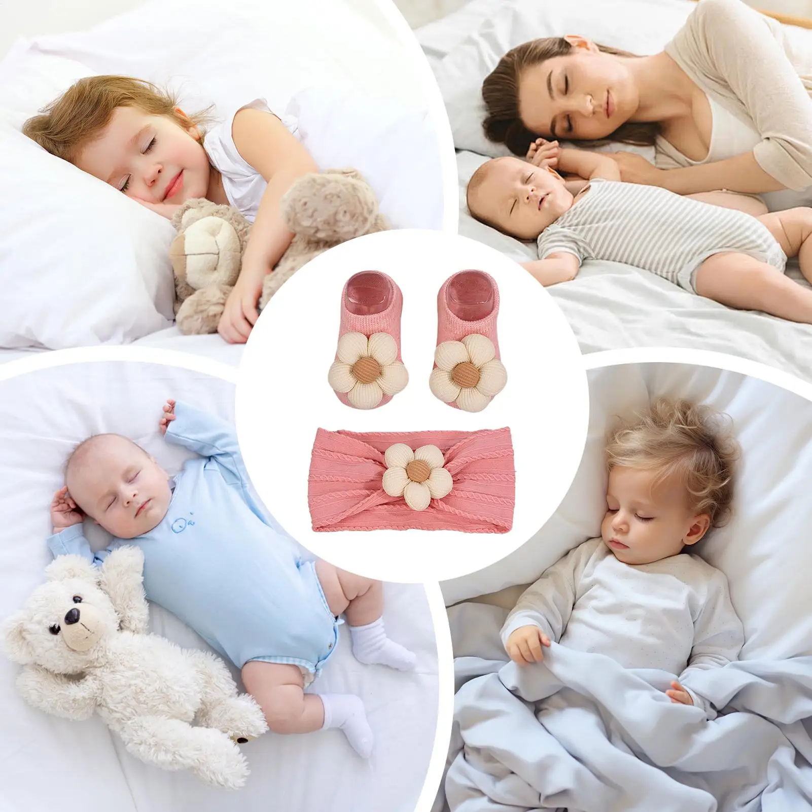 Diademas para niños, diademas suaves con flores, calcetines para niños, accesorios para el cabello para niñas, sesión de fotos para caminar, bautismo, vacaciones en casa - imagen 5