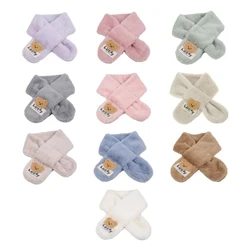 Pañuelo grueso para niños M76C Bear, bufanda cálida y cómoda, silenciador cruzado largo a prueba viento