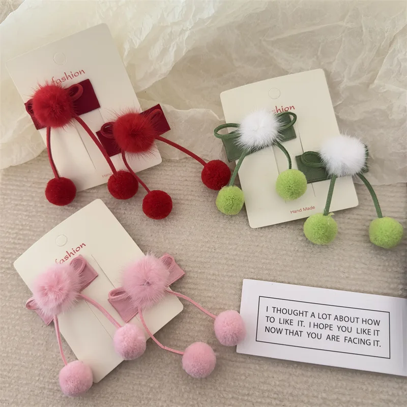 Nuevos accesorios para el cabello de felpa para niña, bonitos pinzas para el cabello para niños pequeños, suaves en el cabello, horquillas versátiles y dulces para uso diario, otoño/invierno