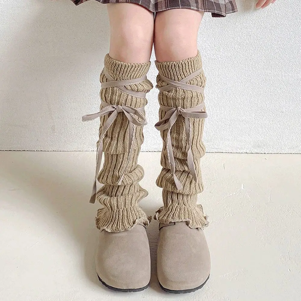 Calentadores de piernas de encaje de Color sólido de estilo coreano, cubierta de pie con adorno de encaje tejido, calcetines elásticos de estilo Lolita, ropa para niños - imagen 2