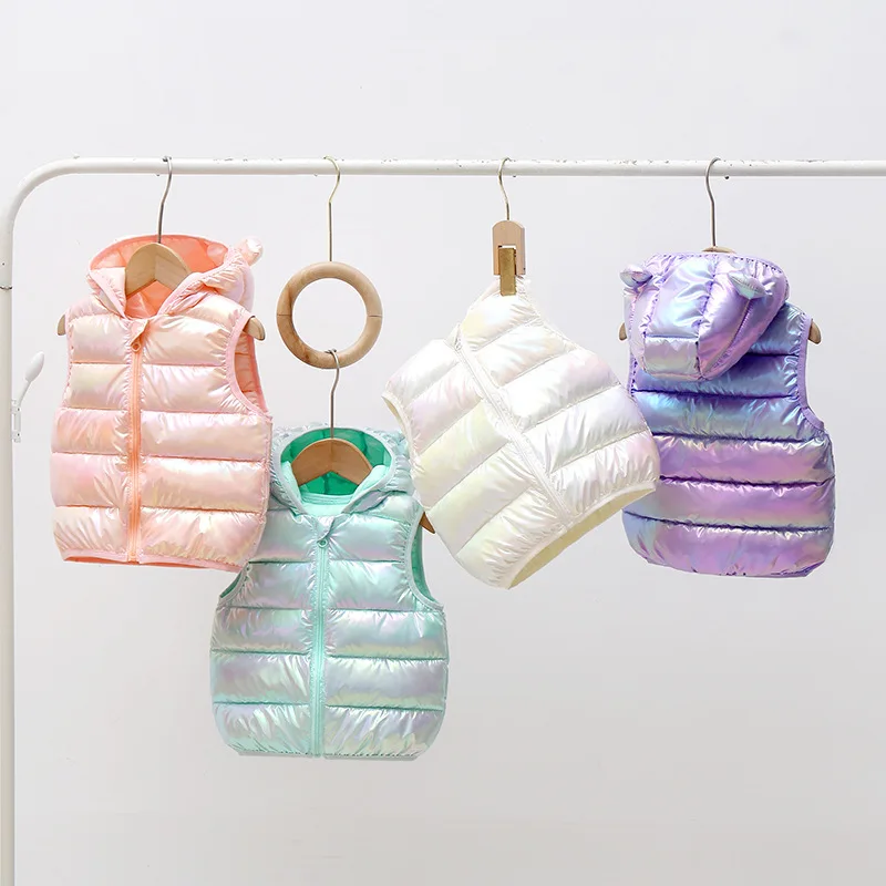 Nuevo chaleco cálido para bebés, niños y niñas, chaleco de algodón con orejas para otoño e invierno, prendas de vestir exteriores para niños, ropa para niños, chaqueta con capucha, chalecos