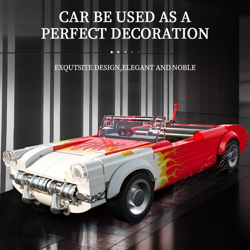 Bloques de construcción de automóviles convertibles Retro C1, 249 Uds., modelos de coches clásicos con llamas, vehículos, ladrillos, Idea, pantalla de escritorio, juguetes DIY para niños, regalos - imagen 2