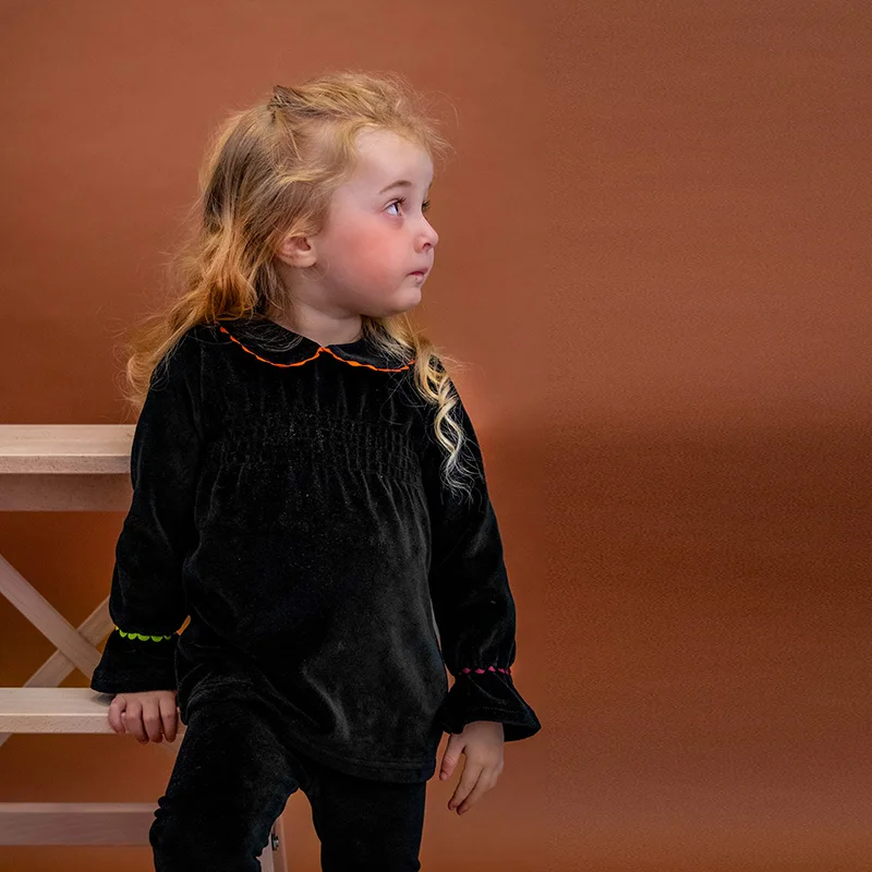 Conjunto de terciopelo negro Shabbos otoño-invierno infantil unisex - imagen 3