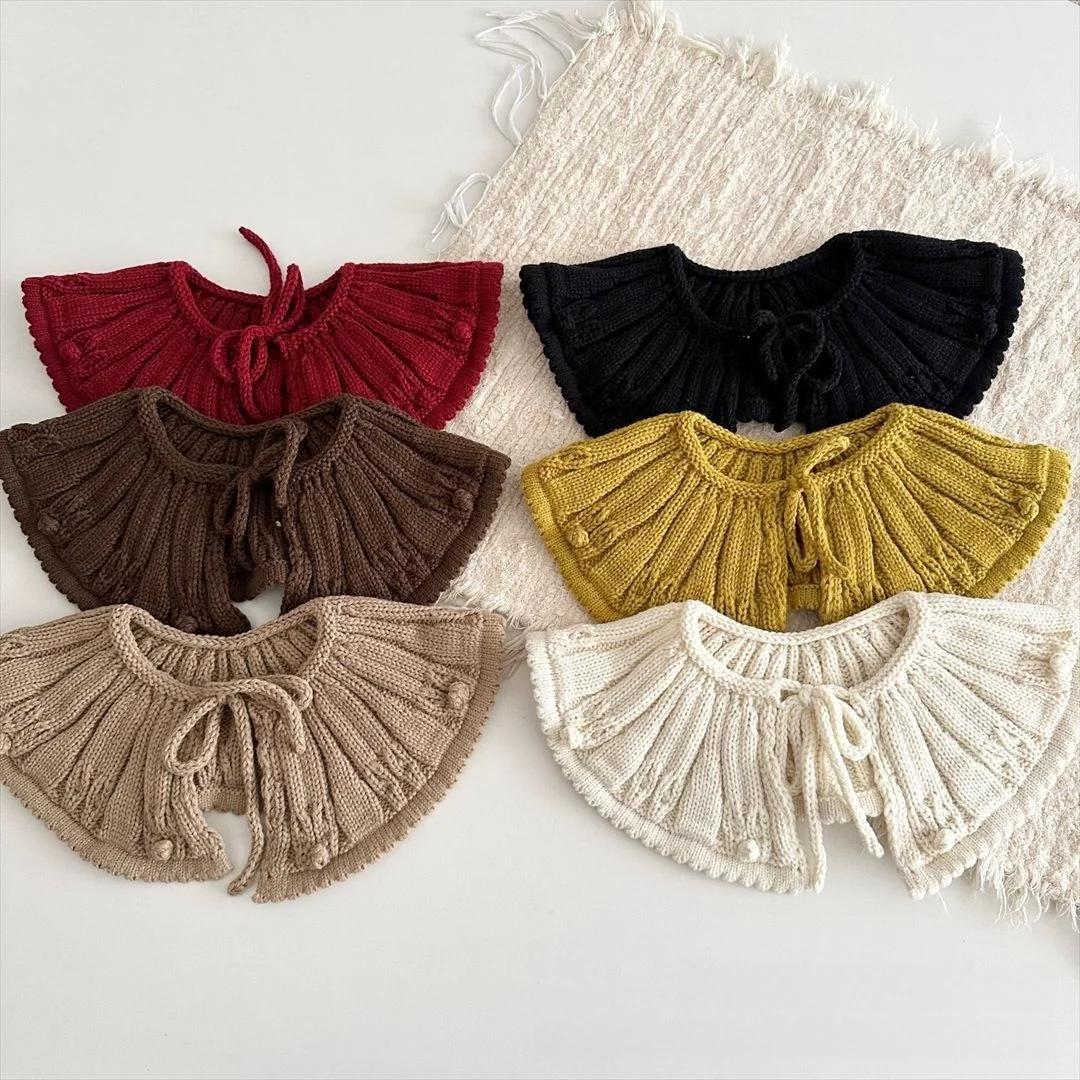 2025 nueva llegada capa coreana de ganchillo a mano para niñas cuello falso con correas de corbata chal de estilo decorativo para Otoño e Invierno - imagen 3