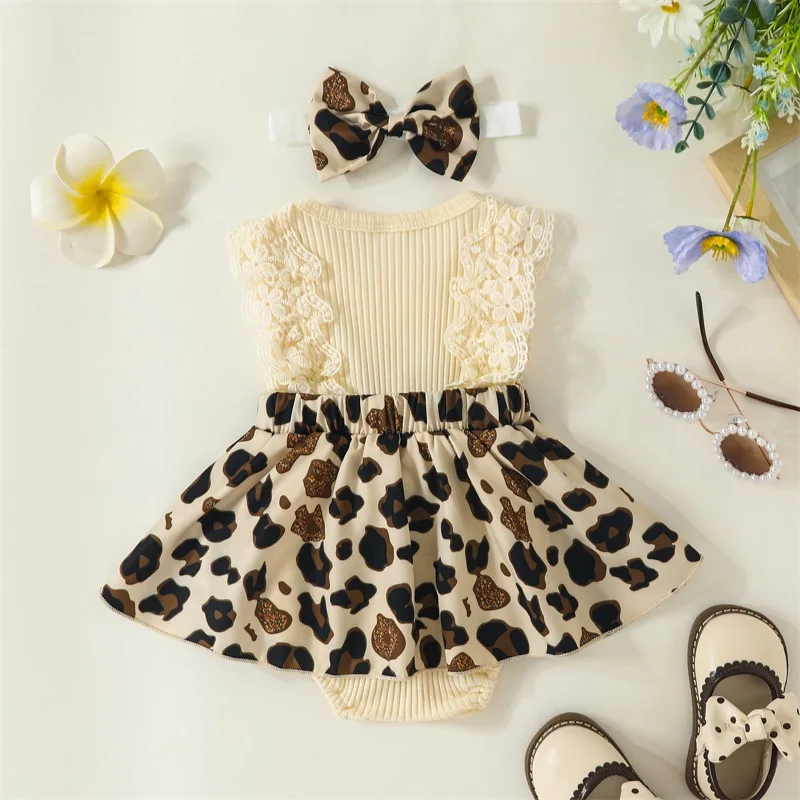 Conjunto verano niña: pelele sin mangas estampado leopardo y diadema - imagen 4