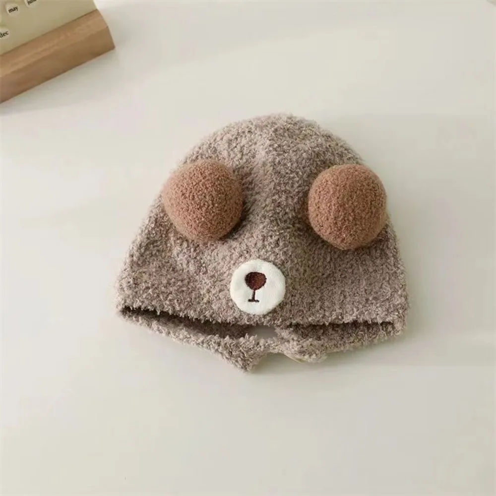 Gorro de lana grueso con oso adorable para bebé invierno - imagen 4