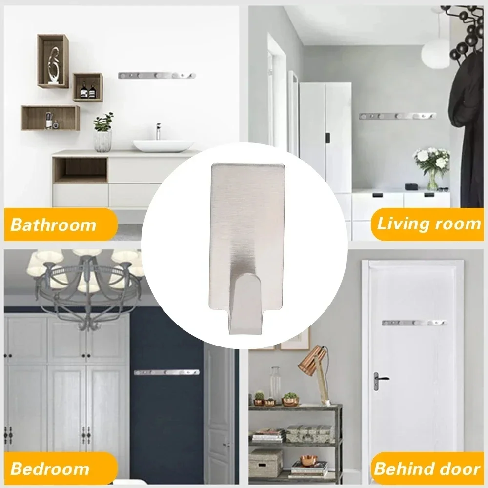 Gancho adhesivo acero inoxidable sin agujero para puertas baño cocina - imagen 2